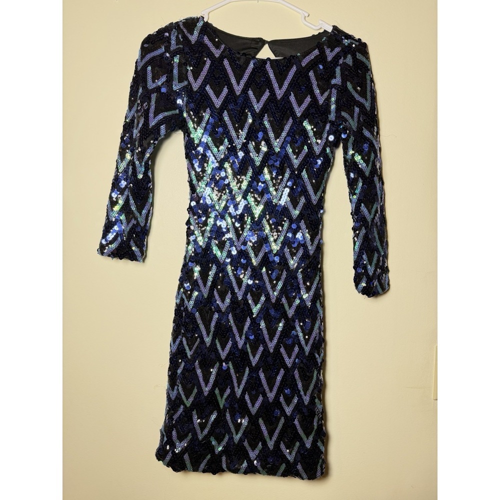 Y2K Vintage Charlotte Russe Sequin Mini Dress Open Back Party Mini Glam Clubwear